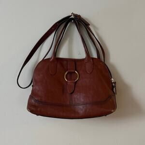 Frye BOHO brown cognac leather ring dome HOBO crossbody purse bag